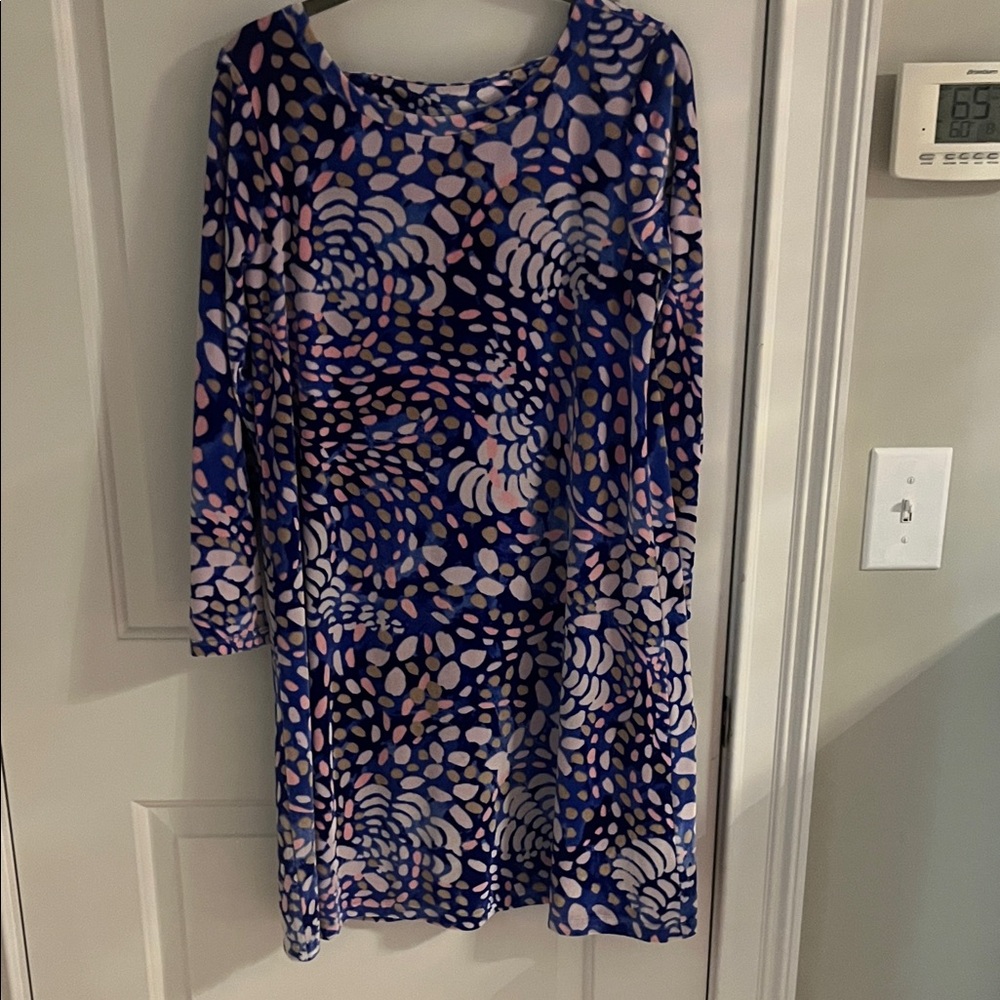 Lilly Pulitzer Vibrant Blue and Pink Long Sleeve Swing Dress